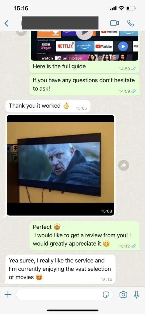 WhatsApp Support Chat Screenshot 1